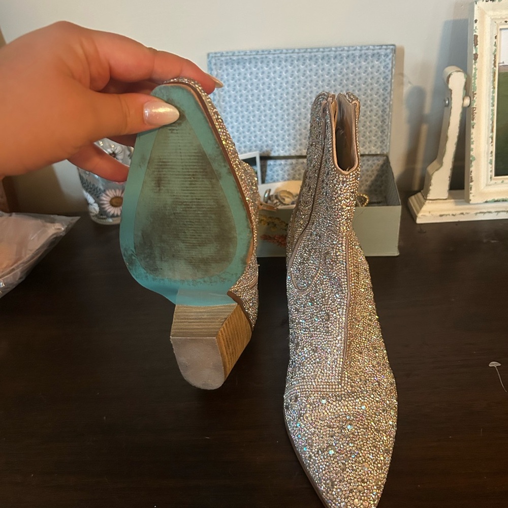 Sparkling Silver Ankle Boots